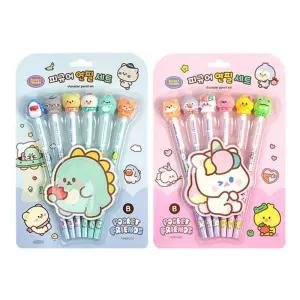 쪼꼬미친구들 피규어 연필세트 6본/문구/필기구/학용품/어린이/학교/학생/학원/교실/초등/선물/키즈