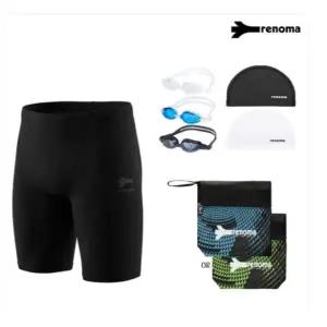 [롯데백화점]레노마 남성 매트 4부 실내수영복 수경수모세트 MS2G804SET_BK