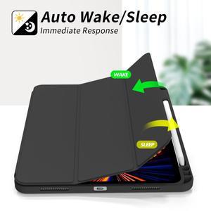 호환 아이패드 프로 11인치 4/3/2세대 펜 슬롯 케이스  11인치(M4)2024 트라이폴드 스탠드 TPU 소프트 백