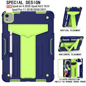 호환 아이패드 Air 4/5 10.9인치용 태블릿 케이스 | Pro 11인치(2018-2022)  낙하 방지충격 T자형 내장 브