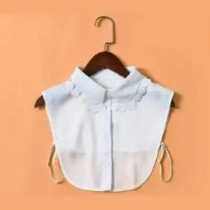 이너 셔츠 카라 플라워 자수 페이크 포인트 넥케이프 레이어드