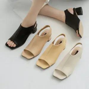 [SOVO] 셀레나 스판 스퀘어 슬링백 4cm