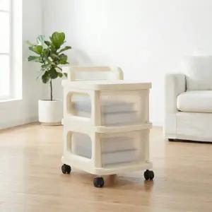 [리빙코아]이동식 트롤리 카트 선반 정리함 수납함 트레이 2단