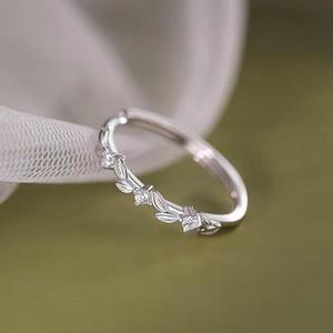 925 스털링 실버 지르콘 밀 귀 조절 사용 반지 여성용 파티 귀여운 고급 주얼리 틈새 디자인 식물 액세서리