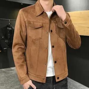 남자트위드자켓 스웨이드느낌 무지 트러커 자켓 레귤러핏 깔끔 남친룩