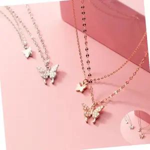 목걸이 AC1604 더블 체인 레이어드 듀얼 나비 목걸이