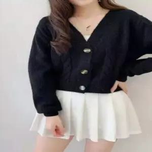 4컬러 러블리하고 단정한 케이블 브이넥 가디건