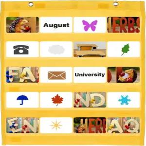 파티킬 마그네틱 포켓 차트 작은 미니 양면 교실 정리함 벽걸이형 용품 노란색