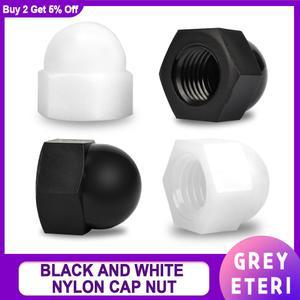 플라스틱 육각 너트 흰색 검정색 나일론 장식 커버 반원형 M3 M4 M5 M6 M20 블라인드 육각형