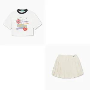 갤러리아 베네통키즈  크롭티셔츠플리츠치마레깅스 QATS09531/QALG05531/IC