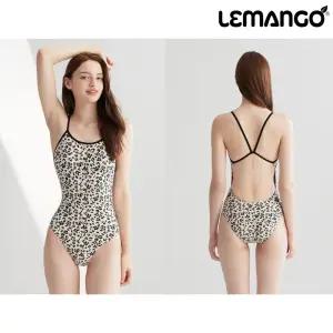 르망고 5669 레오파드 블라썸 브이 숄더백 여성 원피스 수영복