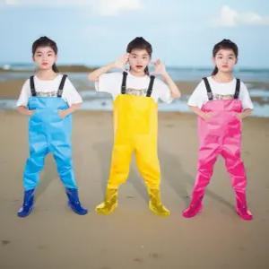 어린이 가슴 장화 레인부츠 갯벌 체험 농장 일체형 방수옷 180~220
