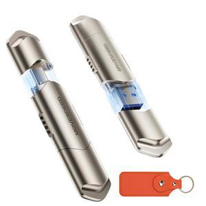 [미국배송] 이동 속도 USB 드라이브 256GB 외장 SSD 1000MB /S 3.2 GEN2+USB C 듀얼 포트 휴대용 아연 합금 엄지 스틱 아이폰호환 15/16/17 시리즈 /MAC / ANDROID PHONE용 금속 케이스가 있는