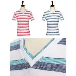 [라일리의류] Rly MTS-093 스트라이프 이중 브이넥 반팔티