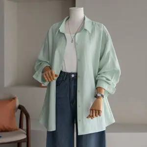 (안나앤플러스) 데빈 언발 백 버튼 셔츠[셔츠EDM66] 빅사이즈