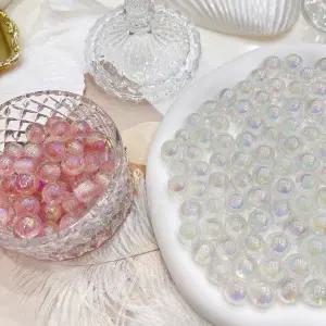 [10개]관통형 12mm UV 밤하늘 캣츠아이 구슬 화이트 핑크 3-1166 비즈재료