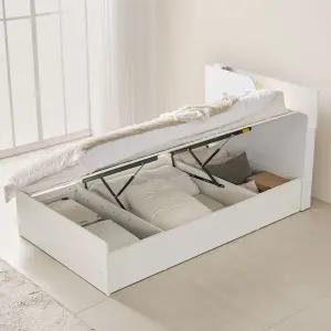 라운디 선반형 LED 반자동 리프트업 수납 침대프레임 SS(슈퍼싱글)