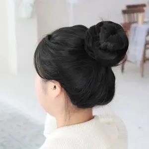 ZF 똥머리 머리끈 올림머리 가발 블랙