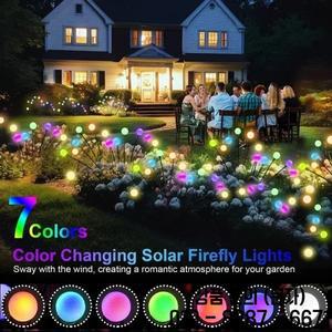 야외 LED 태양광 조명 방수 스타버스트 반딧불 잔디 정원 램프 경로 장식 1 팩 4 8