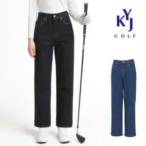 [김영주골프]봄가을 세미와이드 데님 팬츠 뒷밴딩 여성 골프 청바지 DPFLJN33