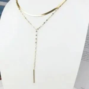 스네이크 두줄 체인 롱 목걸이 써지컬 스틸 목걸이 남성 여성