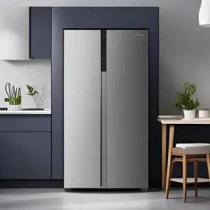 [하이마트] 쿠잉 양문형냉장고 SBS440 메탈실버 2도어 저소음 프리스탠딩