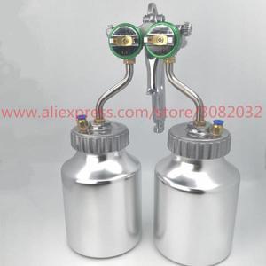 HVLP 이중 노즐 스프레이 건, 압력 피드 스프레이 건, 나노 크롬 페인트 분무기, 듀얼 헤드 공압 분무기