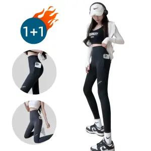 포켓 하이웨이스트 9부 요가 팬츠 여성용,하이웨이스트 포켓 디자인, 슬림핏 힙라인 연출