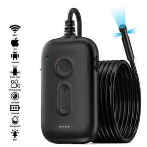 산업용 내시경 WIFI 파이프 카메라 단일 초점 2600MAH 방수 트리플 듀얼 자동차 HD1080P LED 검사 자동
