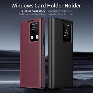 S-뷰 윈도우 플립 스마트 100% 정품 삼성 호환 갤럭시 Z 폴드 7 6 5 4 3 LED 카드 포켓 충격 방지 가죽 케