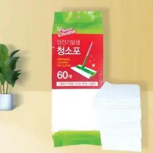 정전기포 먼지 머리카락 국산 바닥 청소 정전기 발생 막대 걸레 밀대봉 청소포 60매 5개