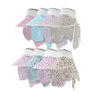 햇빛차단모자 농부 텃밭 밭일 농사용 그늘막 꽃무늬 시원한 햇빛 가리개 망사 창넓은 모자