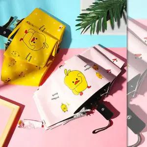 오리우산 초등 학생 어린이 귀여운 UV 암막 차단 자동 3단 초경량 오리 캐릭터 우산 양산