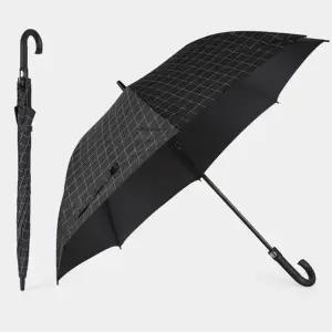 체크우산 8k 튼튼한 접이식 곡선 손잡이 카본 패턴 고급 예쁜 자동 경량 큰 우산 장우산