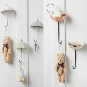 접착고리 현관 문 방문 화장실 열쇠 소품 무타공 부착식 벽 우산 모양 걸이 후크 3종 세트