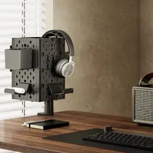 철제타공판 책상 컨트롤러 헤드셋 플스 패드 4면 회전 클램프 페그 보드 거치대 타공판 선반