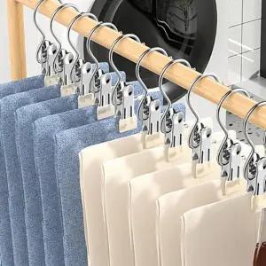 1단집게걸이 옷 소품 양말 인형 모자 바지 무타공 만능 미끄럼 방지 고리 외 집게 걸이 10P