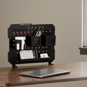 데스크테리어타공판 책상 페그 보드 타공판 보드 선반 거치대 걸이 클램프형 PB410 블랙