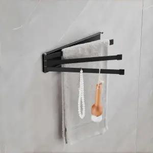 작은 회전식 접이식 수건걸이 엘프루 24cm(9.45인치) 3암 수건 막대 공간 절약형 벽걸이 홀더 욕실용