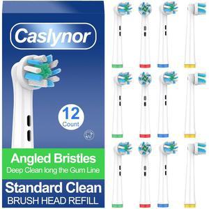 CASLYNOR ORAL B 브라운 프로 100, 1000, 12개 500, 헤드 GENIUS, 제거를 SMART, 위한 깊은 칫솔 팩, VITALITY, 화이트 리필 전동 칫솔모, 크로스 플라크