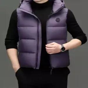 남성용 겨울 트렌디 아이템 조끼 다운 보아털 생후드 하이웨스트 솔리드 탈부착 후드 민소매 HT4