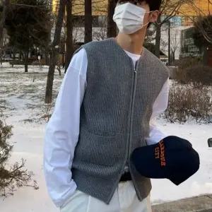 남친 니트 가을 캐주얼 오버핏 조끼 가디건 따뜻한 어울리는 코트 나들이에 아우터 집업 MODU3