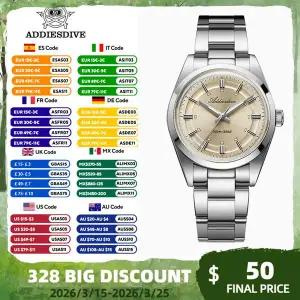 호환  애디다이브 AD2515 36mm VH31 무브먼트 쿼츠 시계 K1 미네랄 버블 미러 글래스 슈퍼 루미너스 남성용