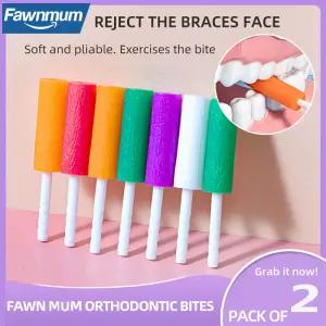 Fawnmum 치아 교정 스틱 씹을 수 있는 재사용 가능한 실리콘 보이지 않는 교정기 과일 맛 정렬 박스당 2 개