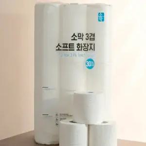 소막 3겹 천연펄프 화장지 27m 30롤 1팩 무형광 두루마리 휴지