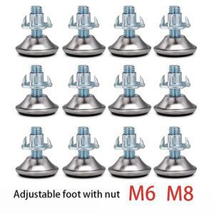 4-16Pcs M6 M8 금속 조정 가능한 피트 패드 나사 테이블 의자 Balck 레벨링 발 가구 다리 충격 방지 보호