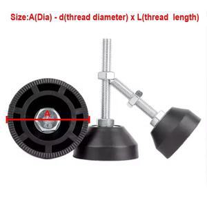 Dia 40/50/60/80mm 탄소강 + 나일론 조정 가능한 가구 레벨링 피트 나사 지진 방지 및 미끄럼