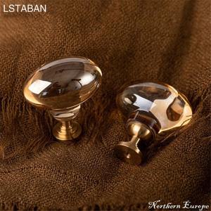 비둘기 달걀 크리스탈 프렌치 캐비닛 핸들 솔리드 브래스 기본 투명 도어 라이트 럭셔리 현대 옷장 손잡이
