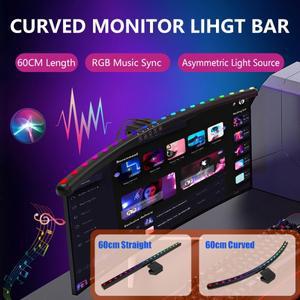 눈보호 60cm 곡면 모니터 스크린 라이트 LED 데스크 램프 RGB USB 나이트 디밍 가능한 테이블 독서 및 게