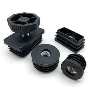 M8 사각/원형 플라스틱 파이프 플러그 조절 가능한 나사형 발패드 직경 39mm 가구 테이블 의자 다리 끝 캡